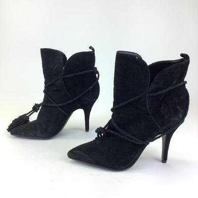 167 SCHUTZ Fadhila Tassel Black Suede Boots Size 41