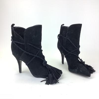 167 SCHUTZ Fadhila Tassel Black Suede Boots Size 41