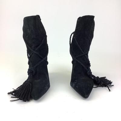 167 SCHUTZ Fadhila Tassel Black Suede Boots Size 41