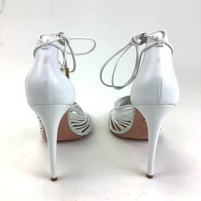 171 AQUAZZURA FIRENZE White Leather Strap Heel Sandals Size 41