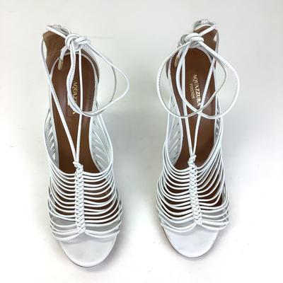 171 AQUAZZURA FIRENZE White Leather Strap Heel Sandals Size 41