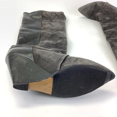 178 ISABEL MARANT Gray Leather & Suede High Boots