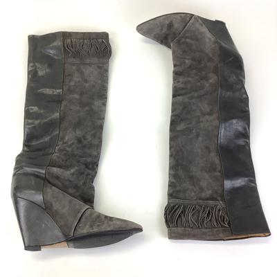 178 ISABEL MARANT Gray Leather & Suede High Boots