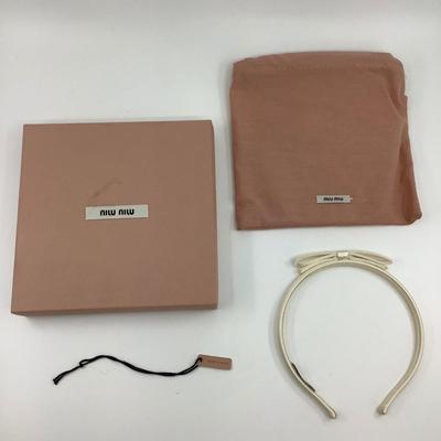 180 MIU MIU Ivory Satin Hairband