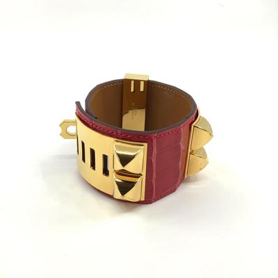 186 HERMÈS Paris Collier De Chien Red Alligator Bracelet