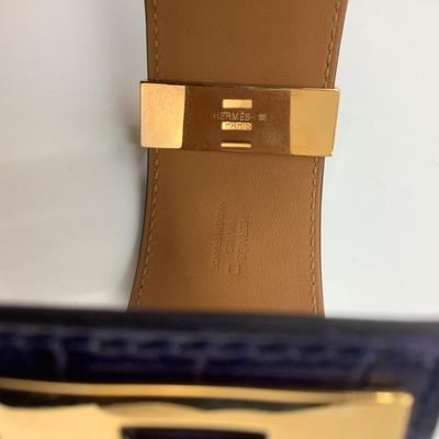 187 HERMÈS Paris Collier De Chien Blue Alligator Bracelet