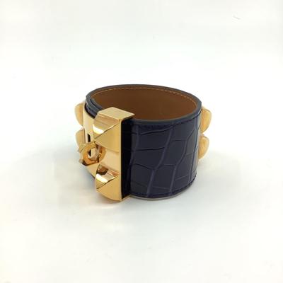 187 HERMÈS Paris Collier De Chien Blue Alligator Bracelet