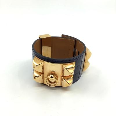 187 HERMÈS Paris Collier De Chien Blue Alligator Bracelet