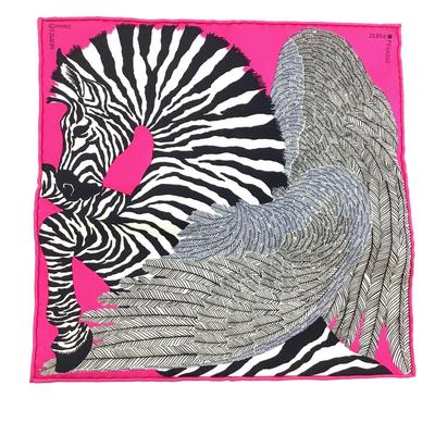 188 RARE HERMÈS Paris 'Zebra Pegasus' Carre Nano 20
