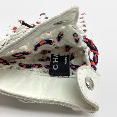 195 CHANEL White & Multicolor Knitted Fingerless Gloves Size 7