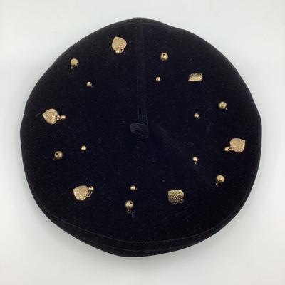 199 ERIC JAVITS Velvet Beret with Top Gold Pins