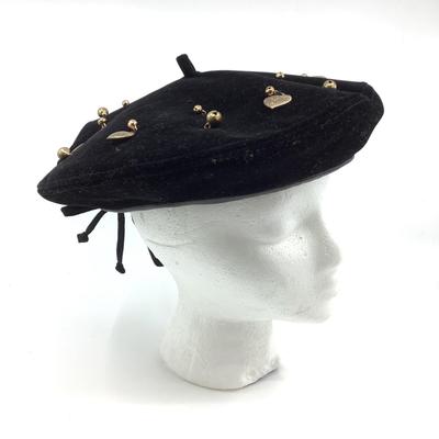 199 ERIC JAVITS Velvet Beret with Top Gold Pins