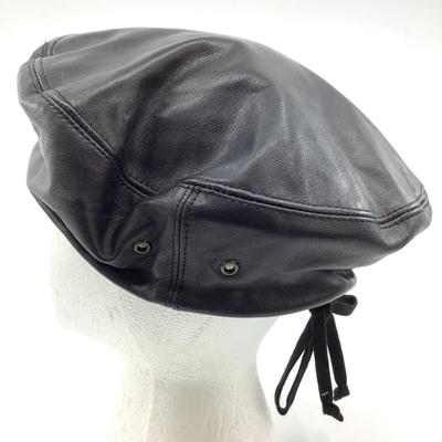 200 ERIC JAVITS Black Leather Beret