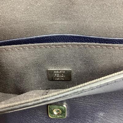202 FENDI Baguette Navy Blue Leather Shoulder Bag/Handbag