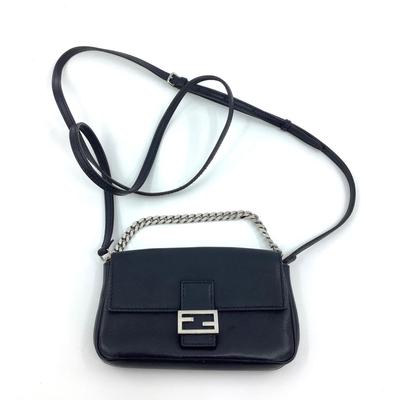 202 FENDI Baguette Navy Blue Leather Shoulder Bag/Handbag