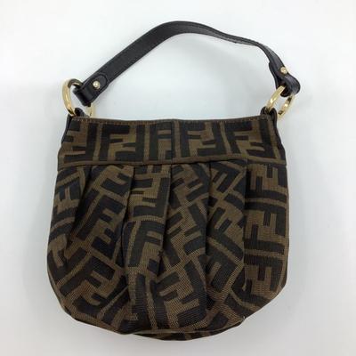 208 FENDI Tobacco Zucca Canvas & Leather Mini Chef Bag