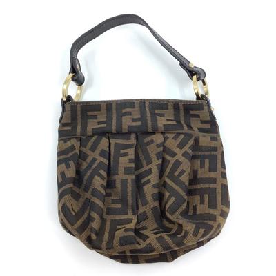 208 FENDI Tobacco Zucca Canvas & Leather Mini Chef Bag