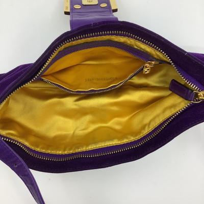 209 FENDI Baguette Purple Suede Bag w/ Shoulder Strap