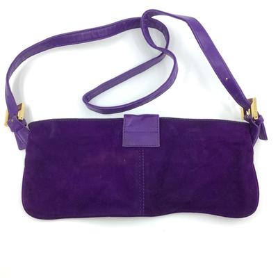 209 FENDI Baguette Purple Suede Bag w/ Shoulder Strap