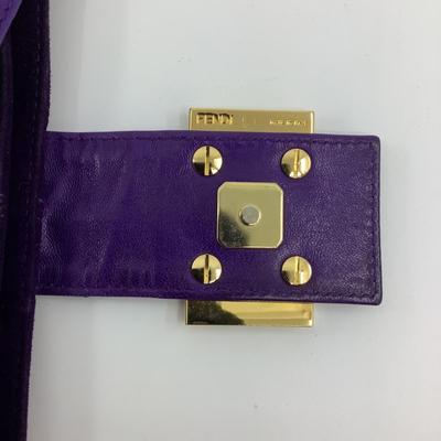 209 FENDI Baguette Purple Suede Bag w/ Shoulder Strap