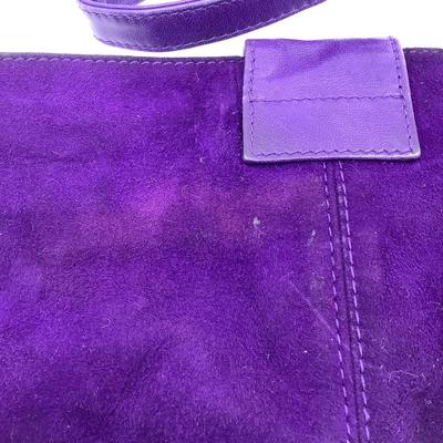 209 FENDI Baguette Purple Suede Bag w/ Shoulder Strap