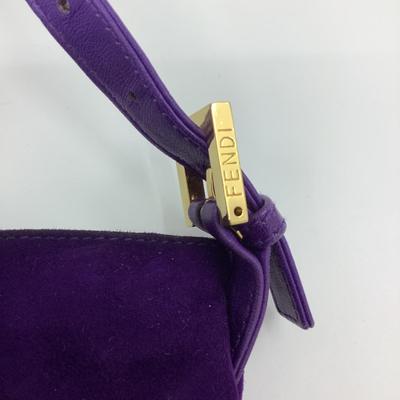 209 FENDI Baguette Purple Suede Bag w/ Shoulder Strap