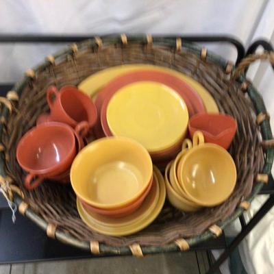 Anchor Hocking Gold Orange Dinner Dishes Lot