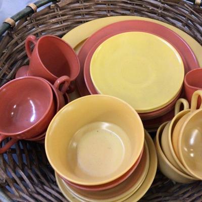 Anchor Hocking Gold Orange Dinner Dishes Lot