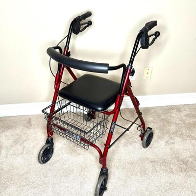 Red Medline Rolator with Basket