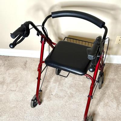 Red Medline Rolator with Basket