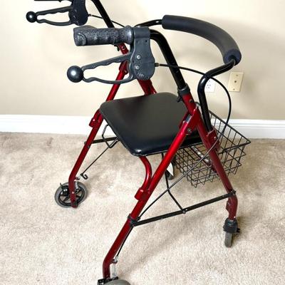 Red Medline Rolator with Basket