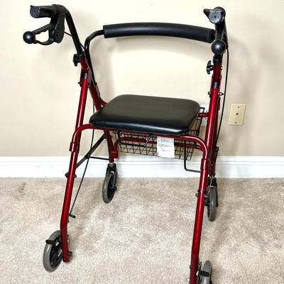 Red Medline Rolator with Basket