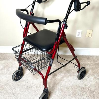 Red Medline Rolator with Basket