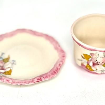 Lovely Little Hand Painted Pink Floral Tea Set