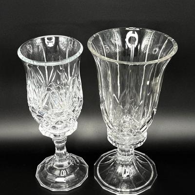 Set of 2 Lead Crystal Hurricane Candle Lamps