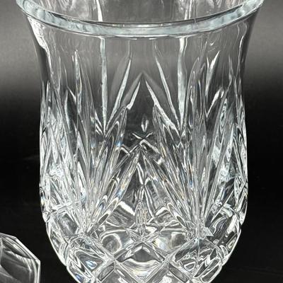 Set of 2 Lead Crystal Hurricane Candle Lamps