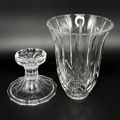 Set of 2 Lead Crystal Hurricane Candle Lamps