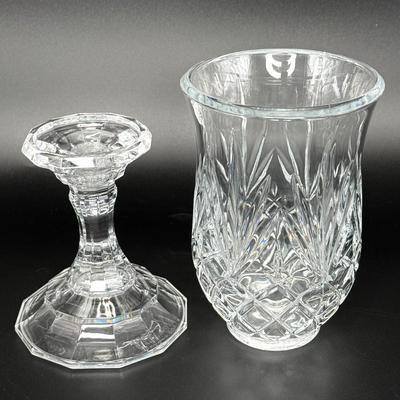 Set of 2 Lead Crystal Hurricane Candle Lamps