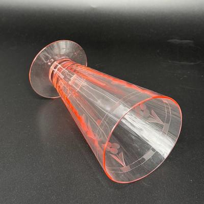 Set of 5 Vintage Pink Footed Parfait Depression Glasses with Flowers