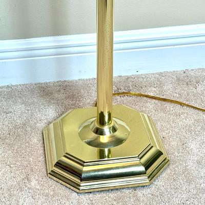 Gold Toned Pull String Floor Lamp with Nice Shade