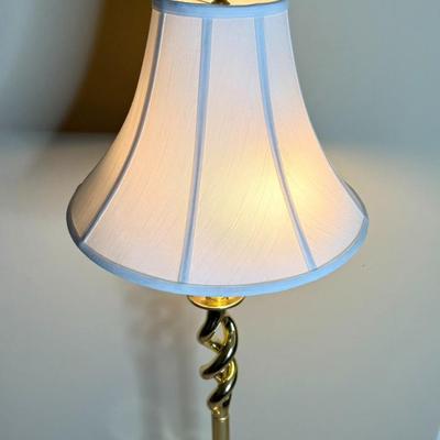 Gold Toned Pull String Floor Lamp with Nice Shade