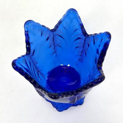 Vintage Cobalt Blue Glass Lot - Casserole, Salt & Pepper Shakers, Bud Vase