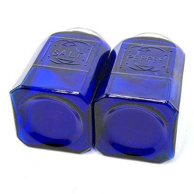 Vintage Cobalt Blue Glass Lot - Casserole, Salt & Pepper Shakers, Bud Vase