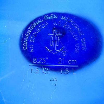 Vintage Cobalt Blue Glass Lot - Casserole, Salt & Pepper Shakers, Bud Vase