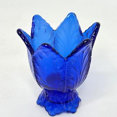 Vintage Cobalt Blue Glass Lot - Casserole, Salt & Pepper Shakers, Bud Vase