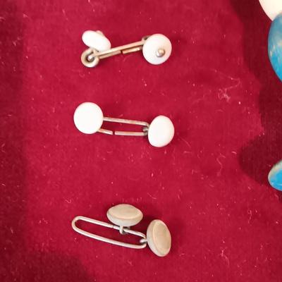 WOODEN BABY TOYS, BUTTONS AND BRUSH FROM 1940