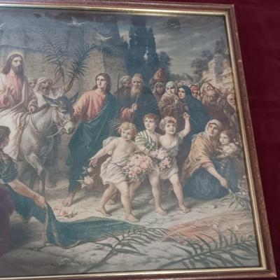 VINTAGE PICTURE OF JESUS ON PALM SUNDAY