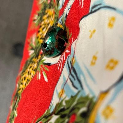 Vintage Red Apron with Angel Border - ties in back - hand crafted