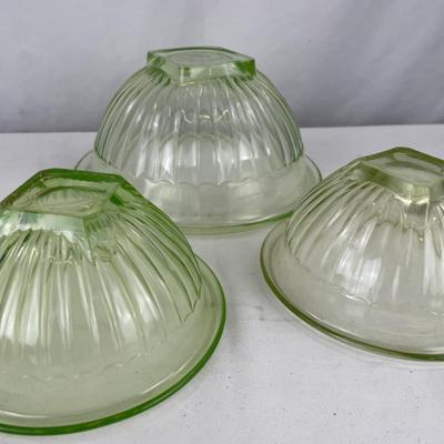 Anchor Hocking uranium depression glass set of 3 bowls