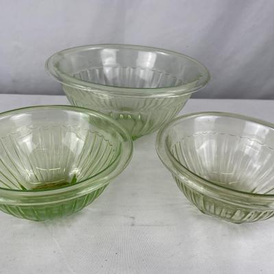 Anchor Hocking uranium depression glass set of 3 bowls